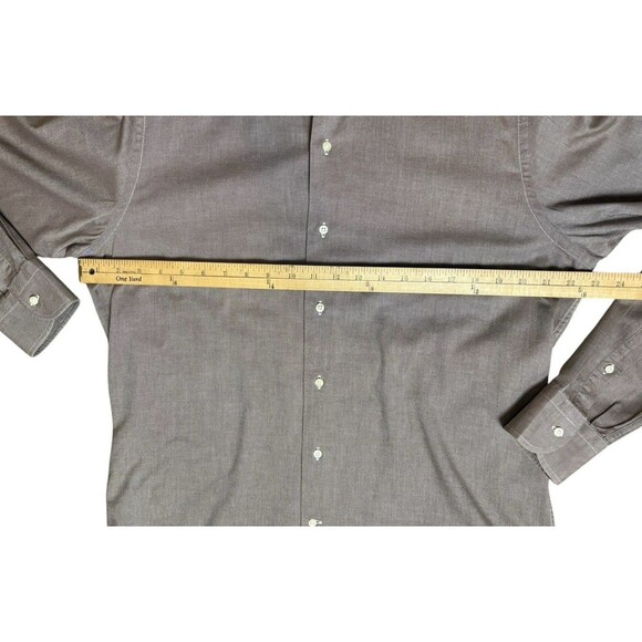 J. Lindeberg Button Down Oxford Shirt Men's 16" Brown White Stitching Casual - Picture 9 of 10